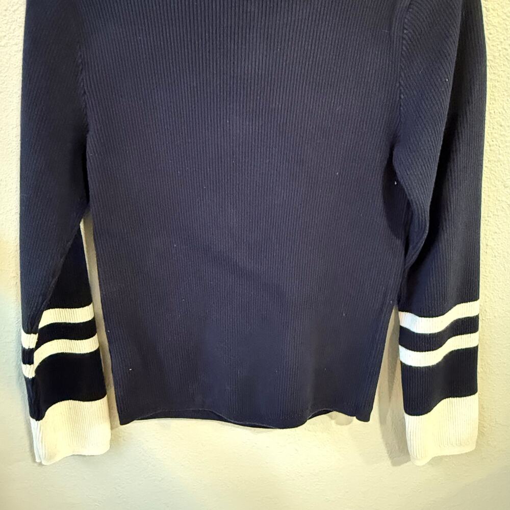 Faherty Women's Navy and White Sweater Size Large Beach Coastal Nautical - Picture 6 of 9